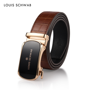 003303全玫扣鳄鱼纹 皮带自动扣头层纯牛皮LS 路易施瓦布男士