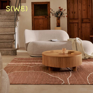 Rug黄麻地毯手工编织图案线条 Gesso 25年新品 丹麦Fermliving