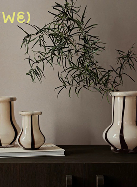 丹麦Fermliving Riban Vase 玻璃花瓶手工花器糖果色趣味摆件北欧