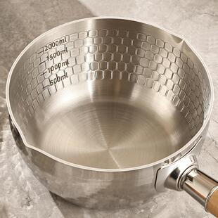 日本进口316不锈钢雪平锅一人食电磁炉煤气小锅家用不粘锅辅食锅