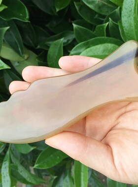 手工加厚老白水牛角面部身体刮痧板 多功能刮痧片