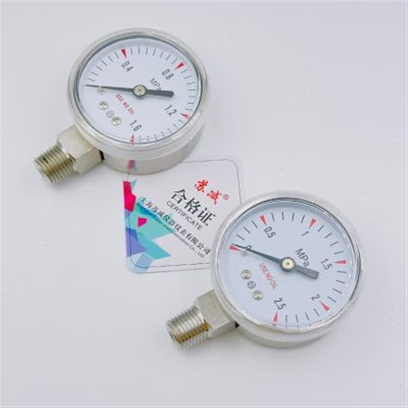 Y-50BF压力表316L不锈钢减压器径向轴向表头NPT1/4耐腐蚀钢瓶上海