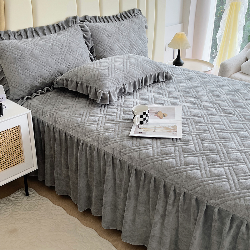 冬季牛奶绒床裙罩2023新款加绒床垫套床单带裙边遮丑床罩床裙款女,床上用品,床裙,淘宝优惠券,粉丝福利购,淘宝优惠卷