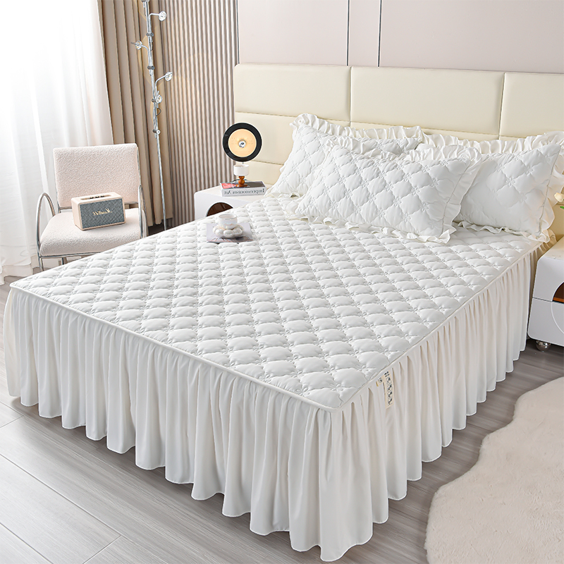 2024新款床裙单件遮丑下摆纯色夹棉床垫保护套防尘床罩单四季通用