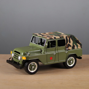 仿真北京吉普车模型手工金属工艺品家居桌面装饰摆件礼物收藏