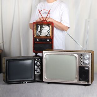 复古怀旧老物件7080年代老式黑白电视机模型道具摆件怀旧风装饰品