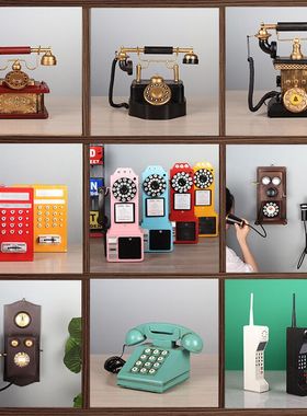 复古怀旧酒吧餐厅橱窗电话机摆件