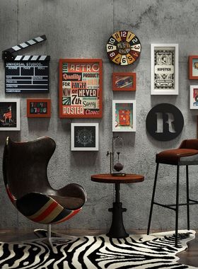 复古工业风酒吧餐厅饭店照片墙