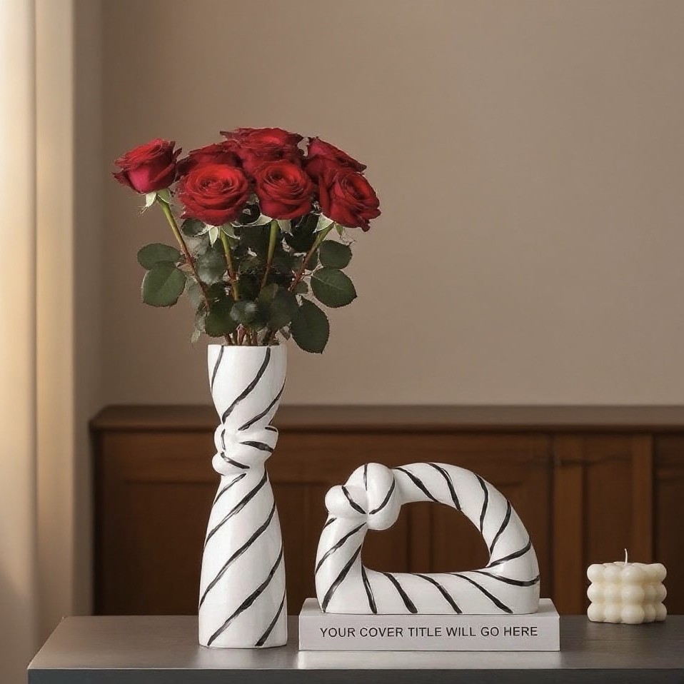 2025年新款客厅摆件现代抽象条纹艺术个性家居酒柜装饰品摆设客厅