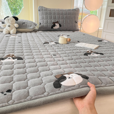 加厚保暖牛奶绒夹棉床垫褥子
