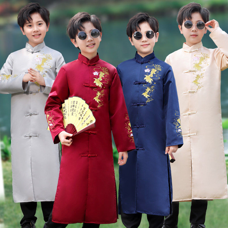儿童相声服中式大褂长袍小学生过年大合唱演出服国学拜年汉服唐装
