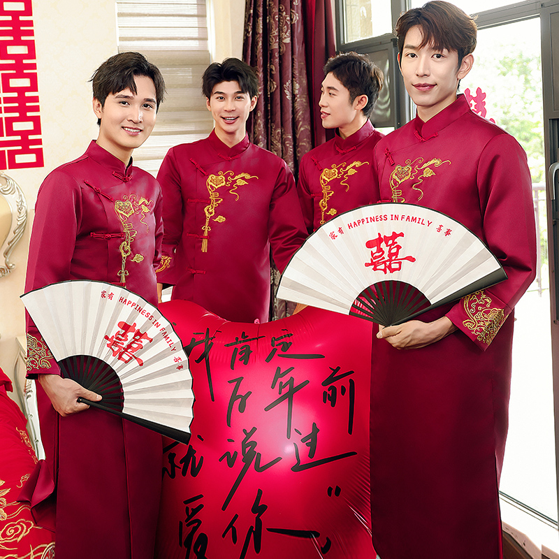 中式婚礼服装男士兄弟团