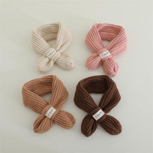 婴儿秋冬韩系百搭套口儿童针织柔软交叉围巾男女宝宝保暖毛线围