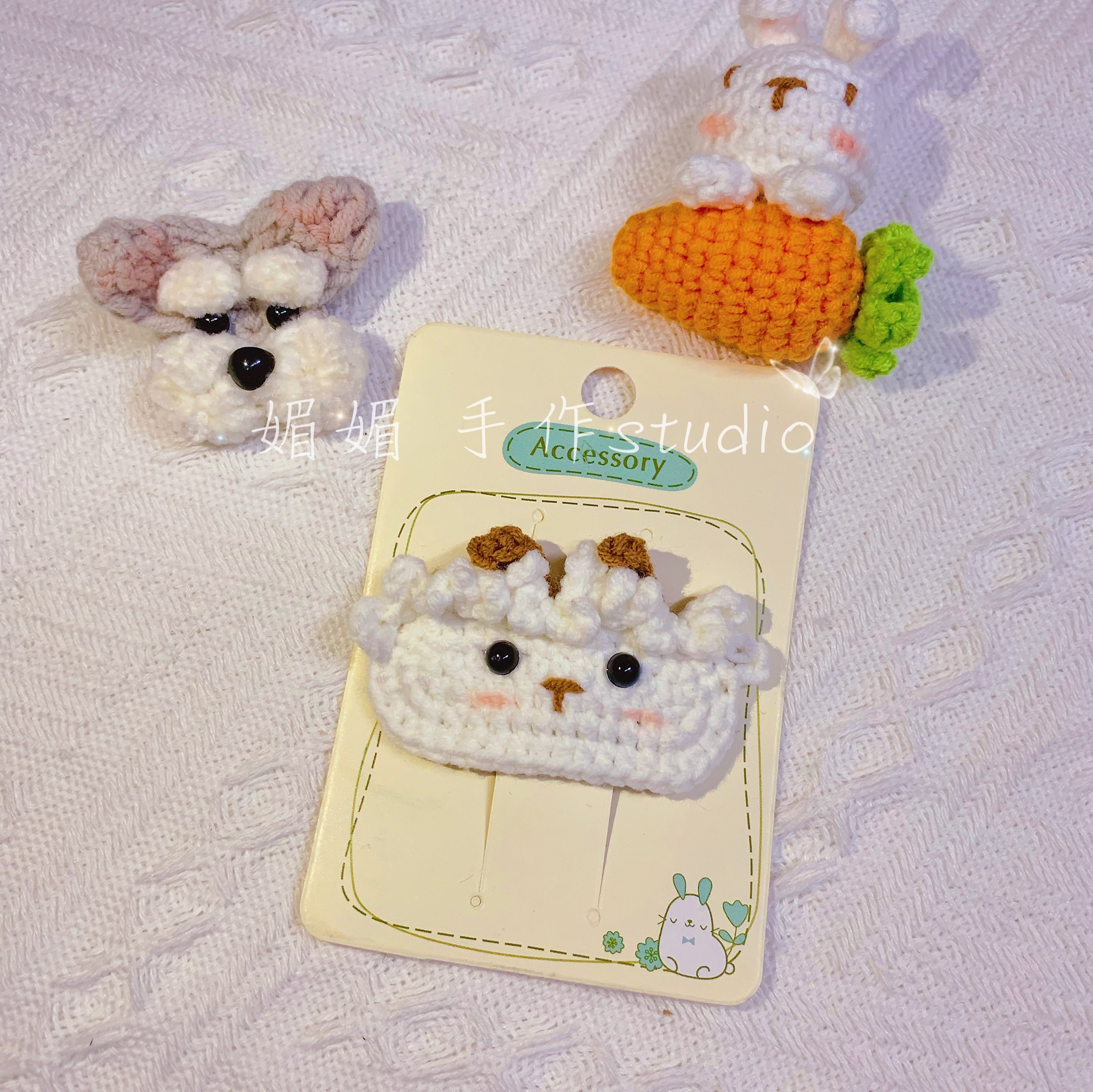 媚媚手作 成品材料包可爱小羊羊纯手工毛线钩织发夹礼物 一件包邮,服饰配件/皮带/帽子/围巾,DIY编织材料包,淘宝优惠券,粉丝福利购,淘宝优惠卷