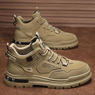 夏季 增高耐磨厚底户外登山鞋 新款 鞋 子 高帮马丁靴防滑耐磨工装 男鞋