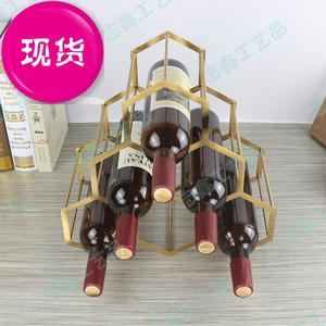 欧式红酒架摆件简约现代金属古铜色00客厅家居酒店样板蜂窝葡萄酒