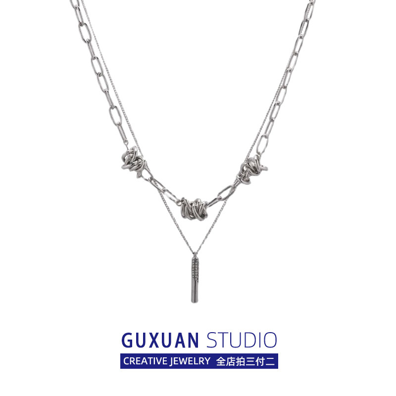 GUXUAN双层叠戴荆棘项链女项链