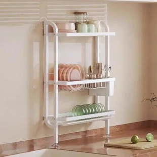 洗碗架子上墙靠墙盘沥水碗架放碗碟置物架收纳免打孔厨房窄边水