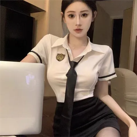夏季JK制服包臀裙衬衫气质时尚职业装女款两件套工作服套装学院风