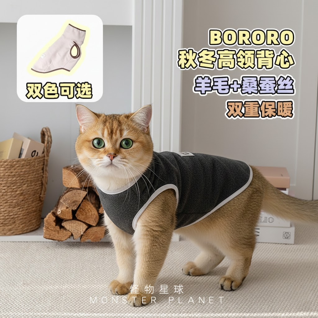 bororo宠物衣服秋冬保暖德绒打底衫背心抗静电双面可穿猫咪服装,宠物/宠物食品及用品,猫宠物服装/雨衣（新）,淘宝优惠券,粉丝福利购,淘宝优惠卷