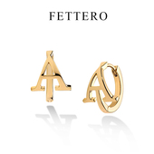 FETTERO金色光面字母耳环女2026新款 耳饰简约耳扣高级感耳钉 爆款