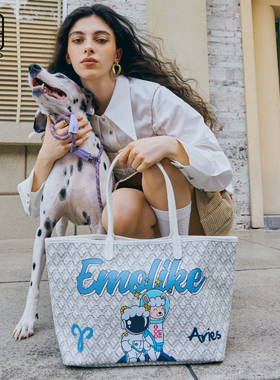 EMO涂鸦狗牙包女原创设计手提通勤单肩包大容量托特包