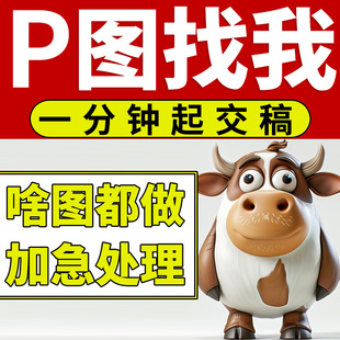 专业p图修图ps无痕修改数字批照片文字扣图片处理去水印批图作图