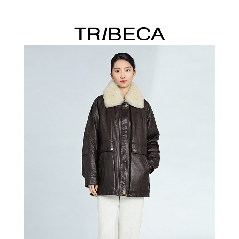 翠贝卡复古皮羽绒服女