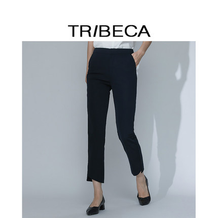 TRIBECA翠贝卡早秋商场同款纯色显瘦九分休闲裤直筒裤通勤女裤