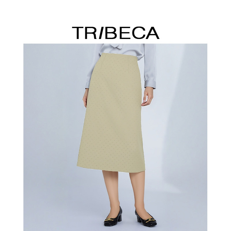 TRIBECA/翠贝卡2025秋冬新款商场同款水钻通勤直筒中长款女半身裙
