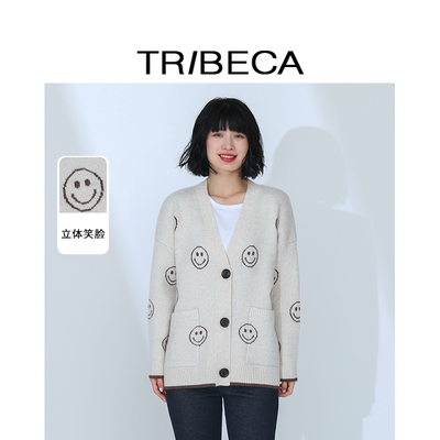 翠贝卡笑脸针织开衫商场同款