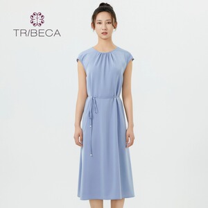 TRIBECA翠贝卡2024春季新款商场同款法式无袖女休闲设计感连衣裙