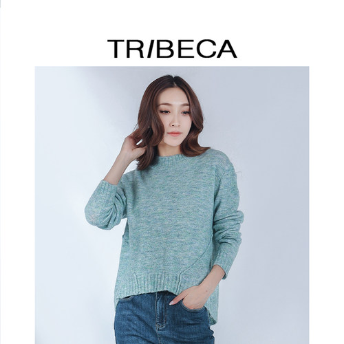翠贝卡圆领套头针织衫女宽松百搭
