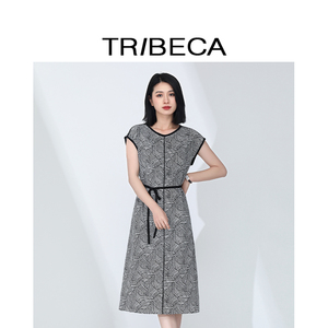 TRIBECA翠贝卡夏季商场同款女花色桑蚕丝收腰连衣裙