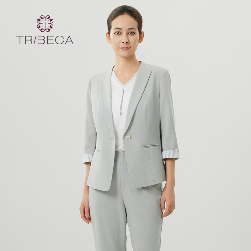 翠貝卡通勤休閑七分袖小西服