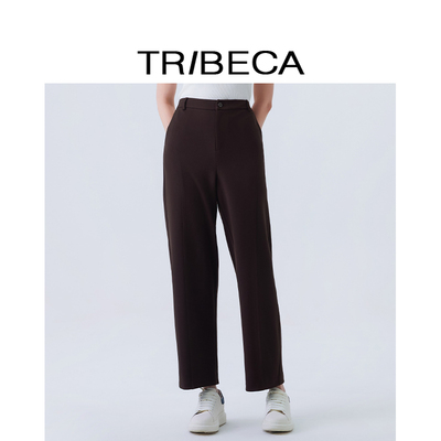 翠贝卡复古高腰直筒裤