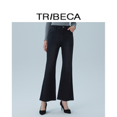 显瘦高腰黑色微喇叭牛仔裤 修身 商场同款 TRIBECA翠贝卡2025秋新款