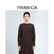 TRIBECA翠贝卡2025秋新款 女含绵羊毛针织衫 商场同款 咖啡色落肩袖