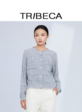 TRIBECA翠贝卡秋新款商场同款女开衫外套针织衫百搭
