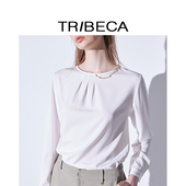 翠贝卡2024秋新款 商场同款 白色设计感纯色通勤女长袖 TRIBECA 衬衫