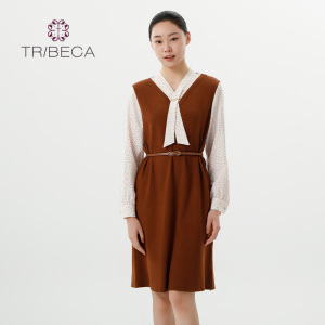 TRIBECA翠贝卡商场同款秋冬新款女假两件套连衣裙