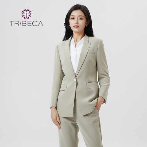 翠贝卡一粒扣通勤长袖小西服