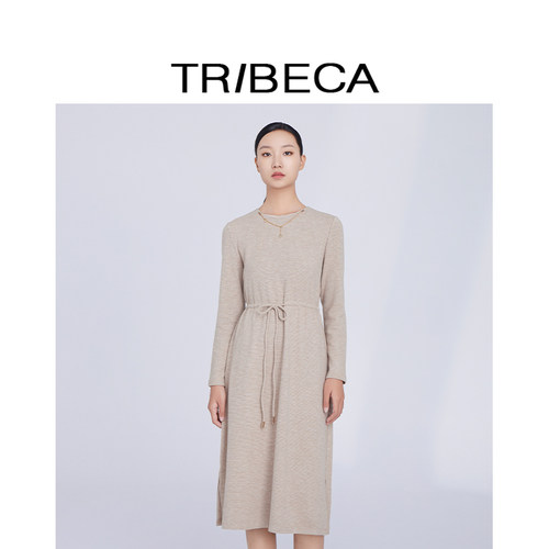 TRIBECA翠贝卡纯色中长款连衣裙