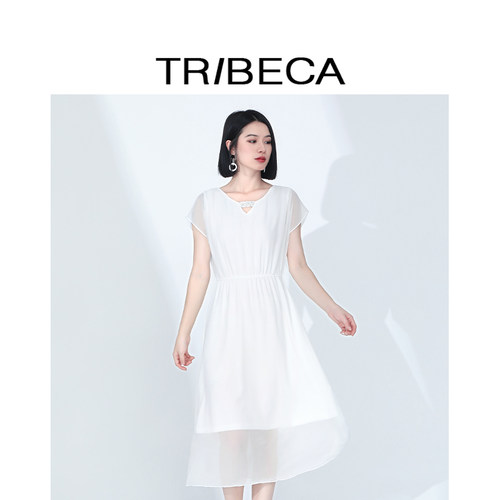TRIBECA翠贝卡短袖雪纺连衣裙
