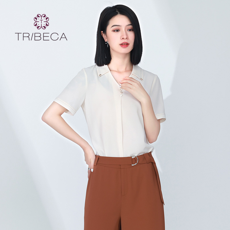 TRIBECA翠贝卡短袖雪纺衬衫