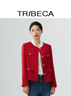 TRIBECA翠贝卡秋冬新款商场同款通勤红色本命年休闲香风外套