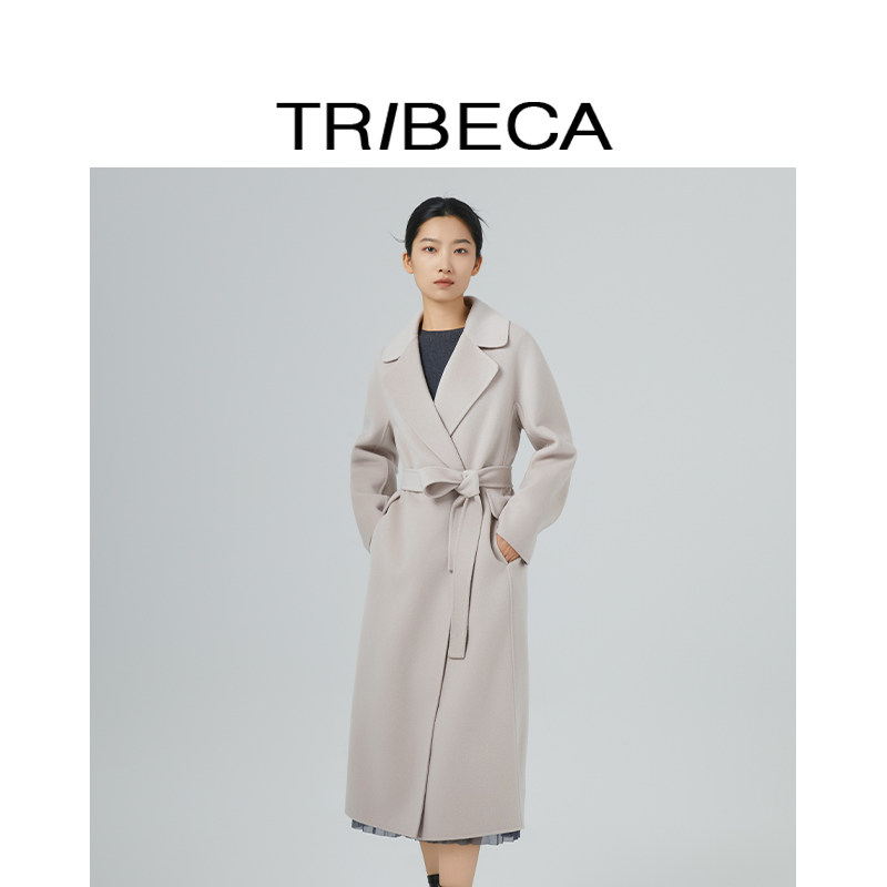TRIBECA翠贝卡2025秋新款商场同款通勤修身女长款双面呢大衣外套