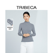 新款 商场同款 半高领灰色修身 翠贝卡2025秋季 显瘦百搭打底针织衫