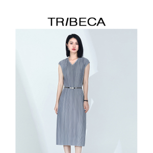 TRIBECA翠贝卡商场同款夏女士收腰显瘦无袖连衣裙