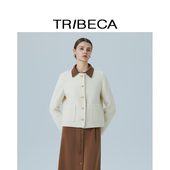 TRIBECA翠贝卡2025秋新款 商场同款 含绵羊毛双面呢休闲圆领短外套